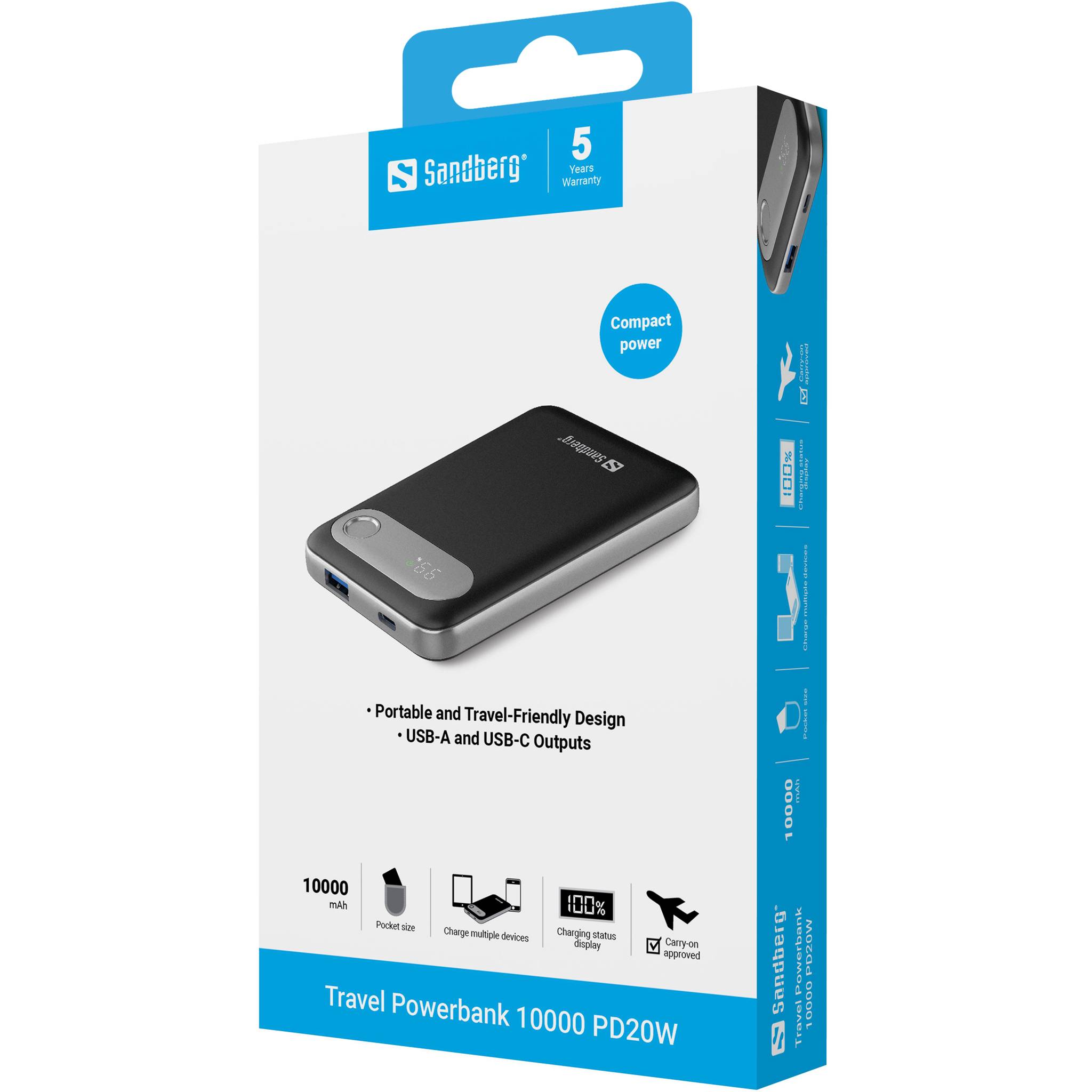 Sandberg ravel Powerbank 10000 mAh is een compacte, krachtige oplossing voor uw oplaadbehoeften onderweg-1