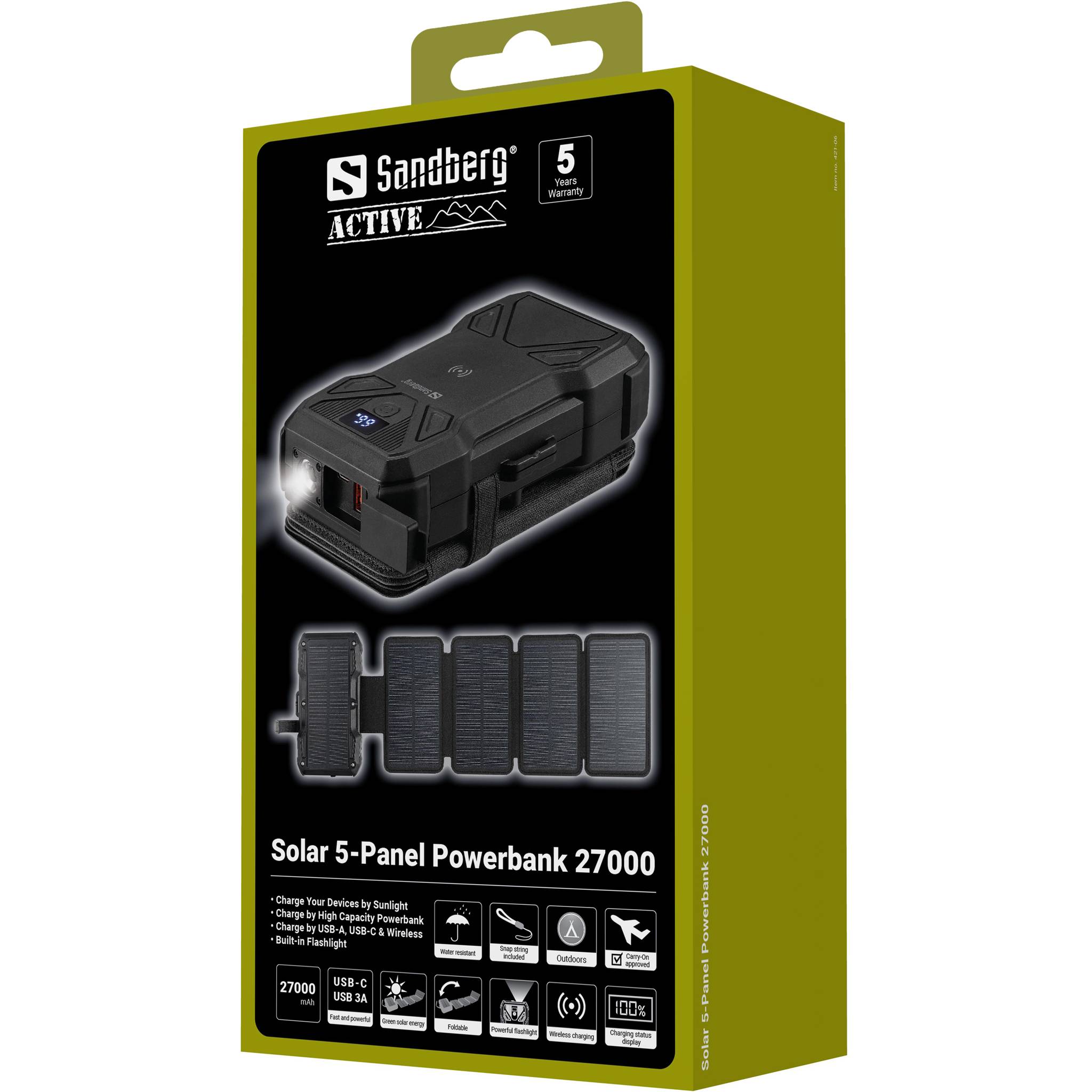 Sandberg Solar 5-Panel Powerbank is een krachtige 27000 mAh powerbank-4