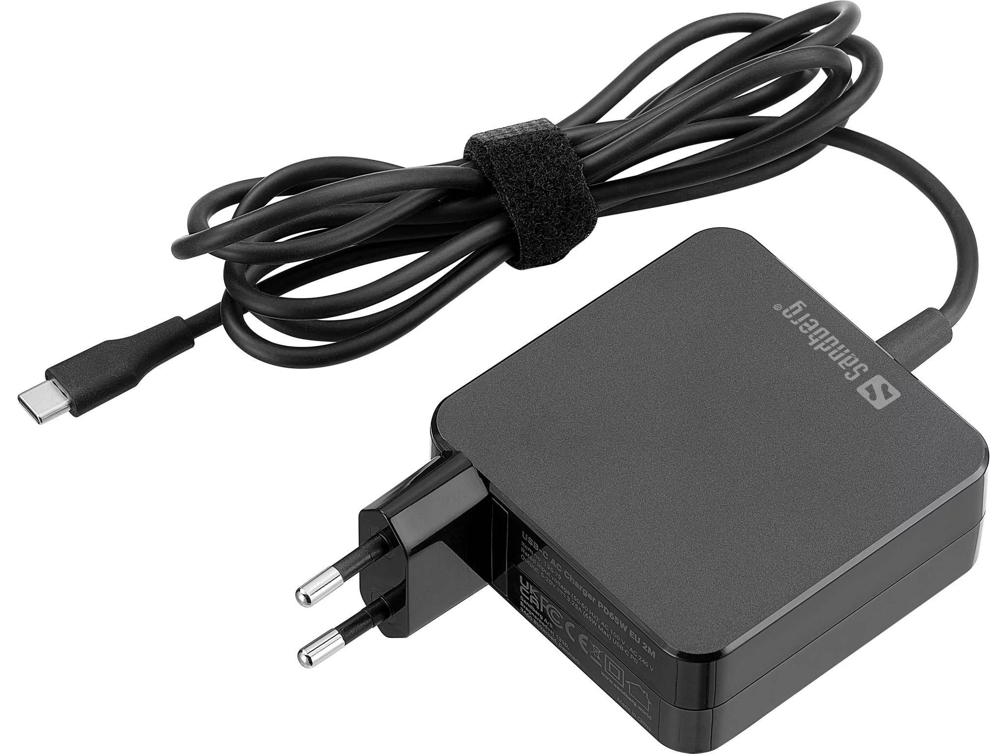Sandberg USB-C AC Charger PD65W EU 2M slimme, compacte USB-C PD-lader, snel opladen van smartphones, tablets en laptops-0