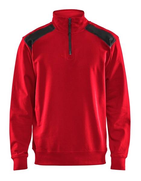 Blakläder Sweater Bi-Colour Halve Rits Rood / Zwart L-0