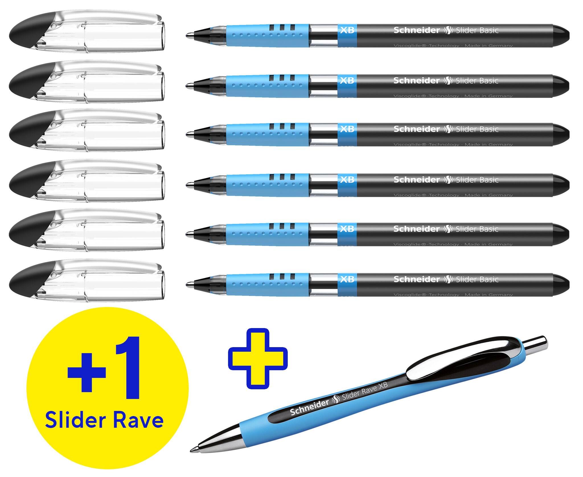 Schneider Slider Basic XB Rave 6-pack balpennen, zwart-0