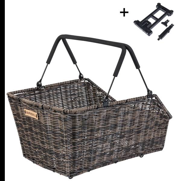 Fietmand Basil Cento Rattan Look met MIK bevestiging 22 liter 41 x 25 x 12 cm - bruin-0