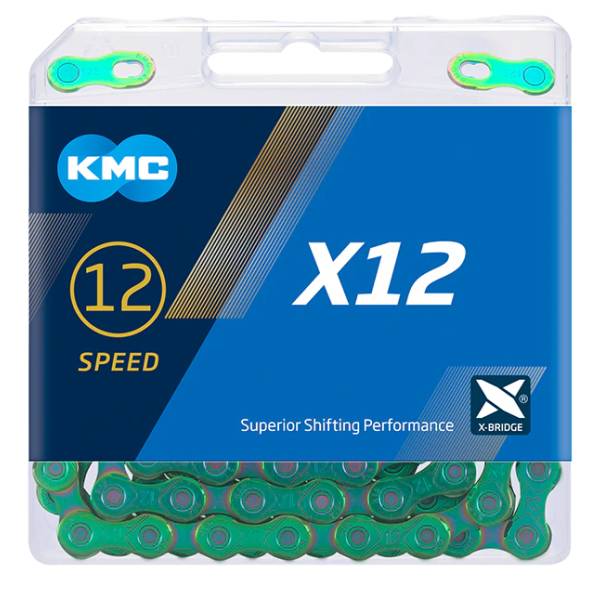 Kmc kette x12 chain x12 126 links aurora green 47155758865964715575886596-1