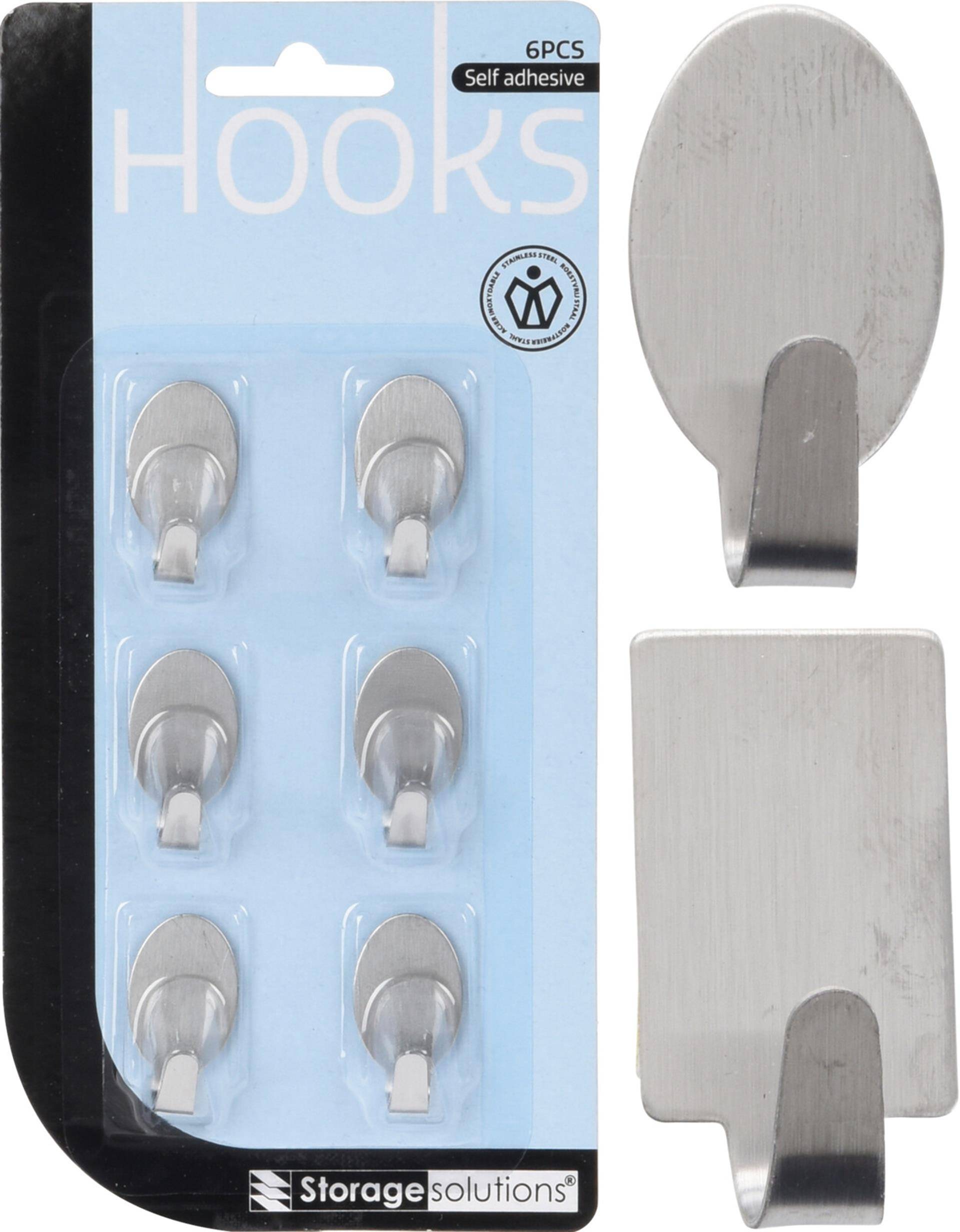 Storage solutions plakhaakjes rvs 6 stuks op kaart 87199873634748719987363474-0