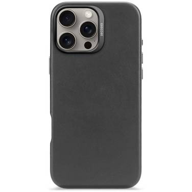 Decoded leren achterkant voor iPhone 16 Pro Max, zwart