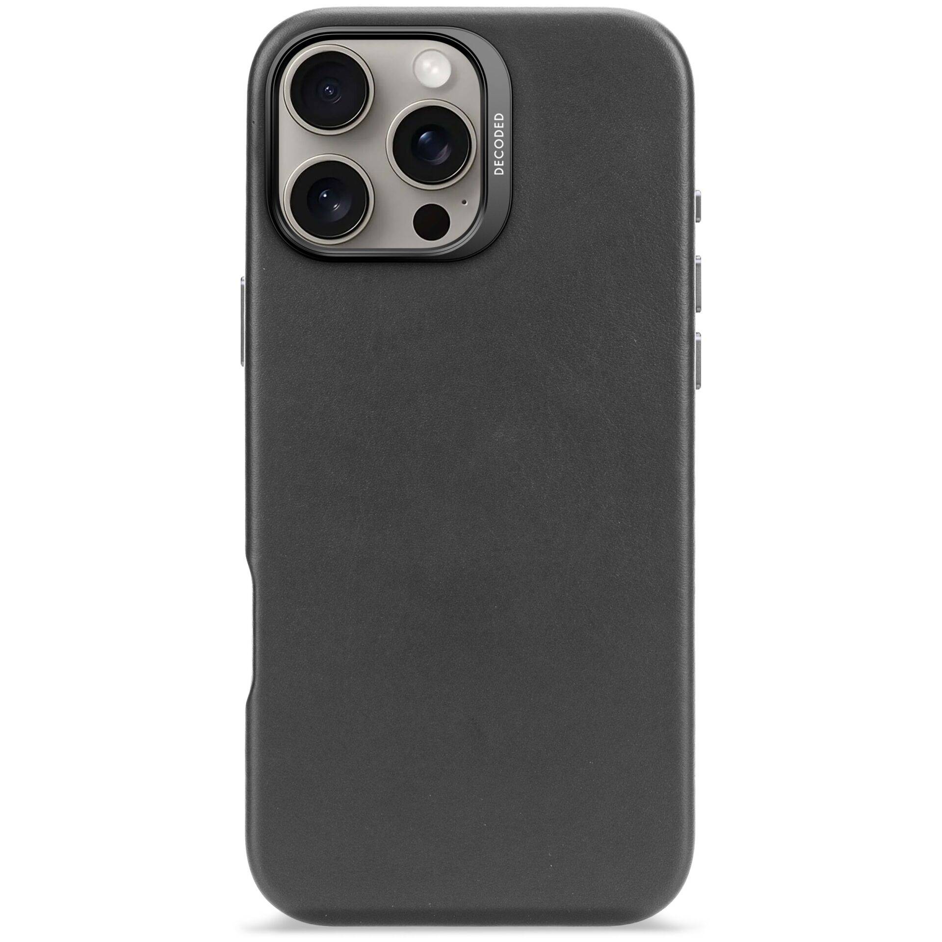 Decoded leren achterkant voor iPhone 16 Pro Max, zwart-0
