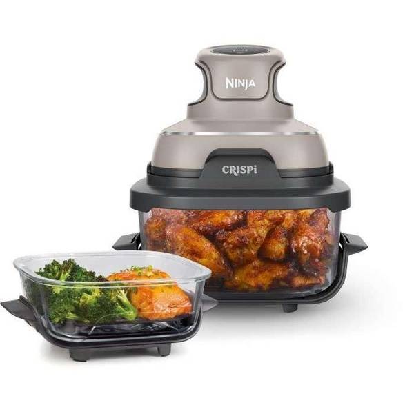 NINJA Draagbare olievrije frituurpan - CRISPI - 1,4L en 3,8L bakjes - 4 voorgeprogrammeerde programma's - 1400W - Beige