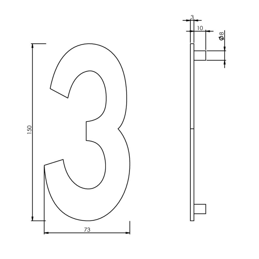 Ivana Necosteel Rvs Huiscijfer 383 3 150Mmhoog 47508-1