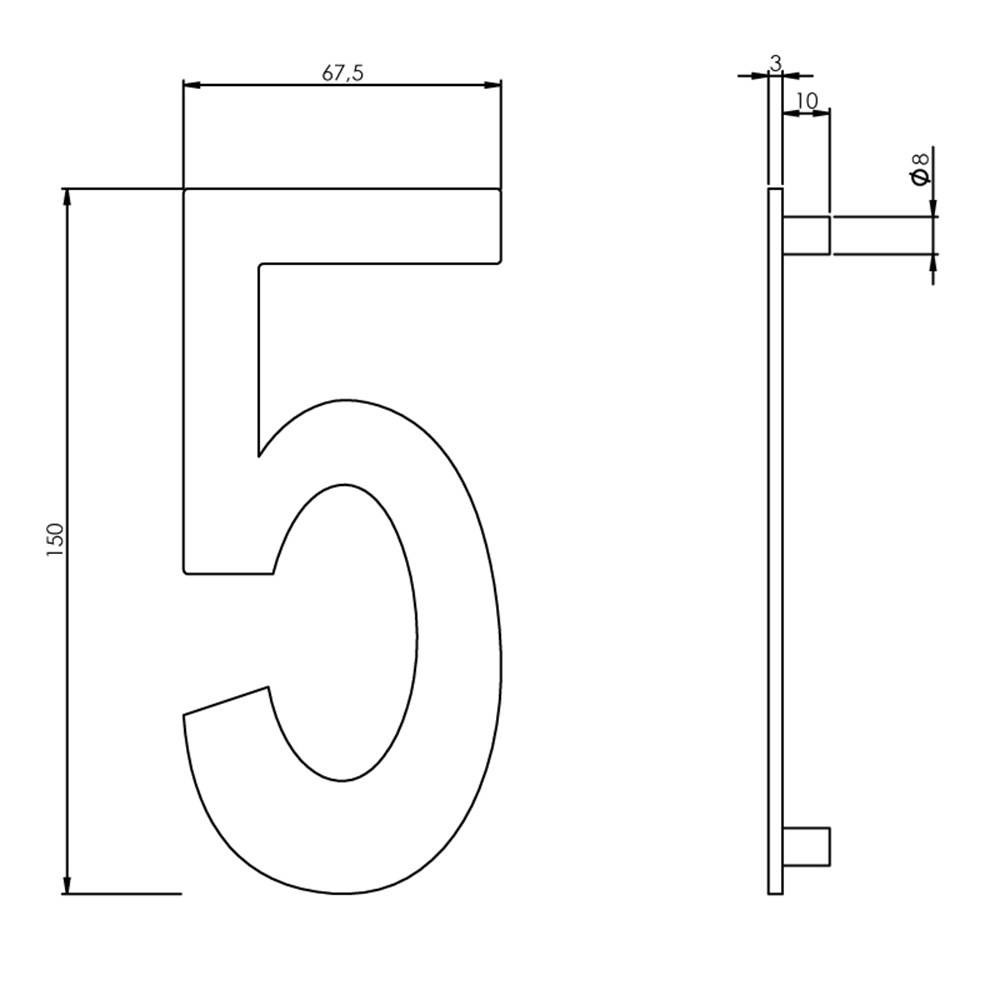 Ivana Necosteel Rvs Huiscijfer 385 5 150Mmhoog 47510-1