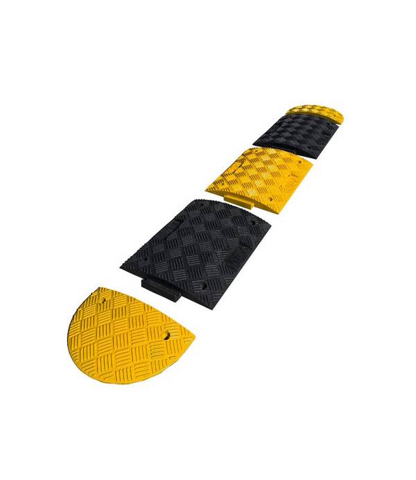 Verkeersdrempel, 5 cm hoog, geel-zwart, complete set, 350 cm
