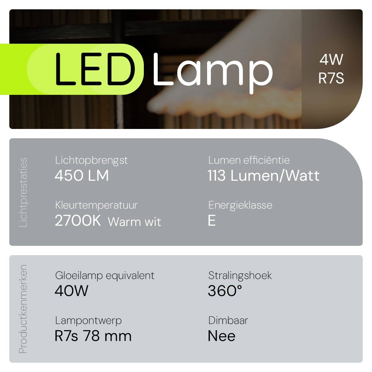 OE Lightning LED Staaflamp R7s Helder - 4W 450lm 2700K - Warmwit - Vervangt 40W - 2 stuks-2