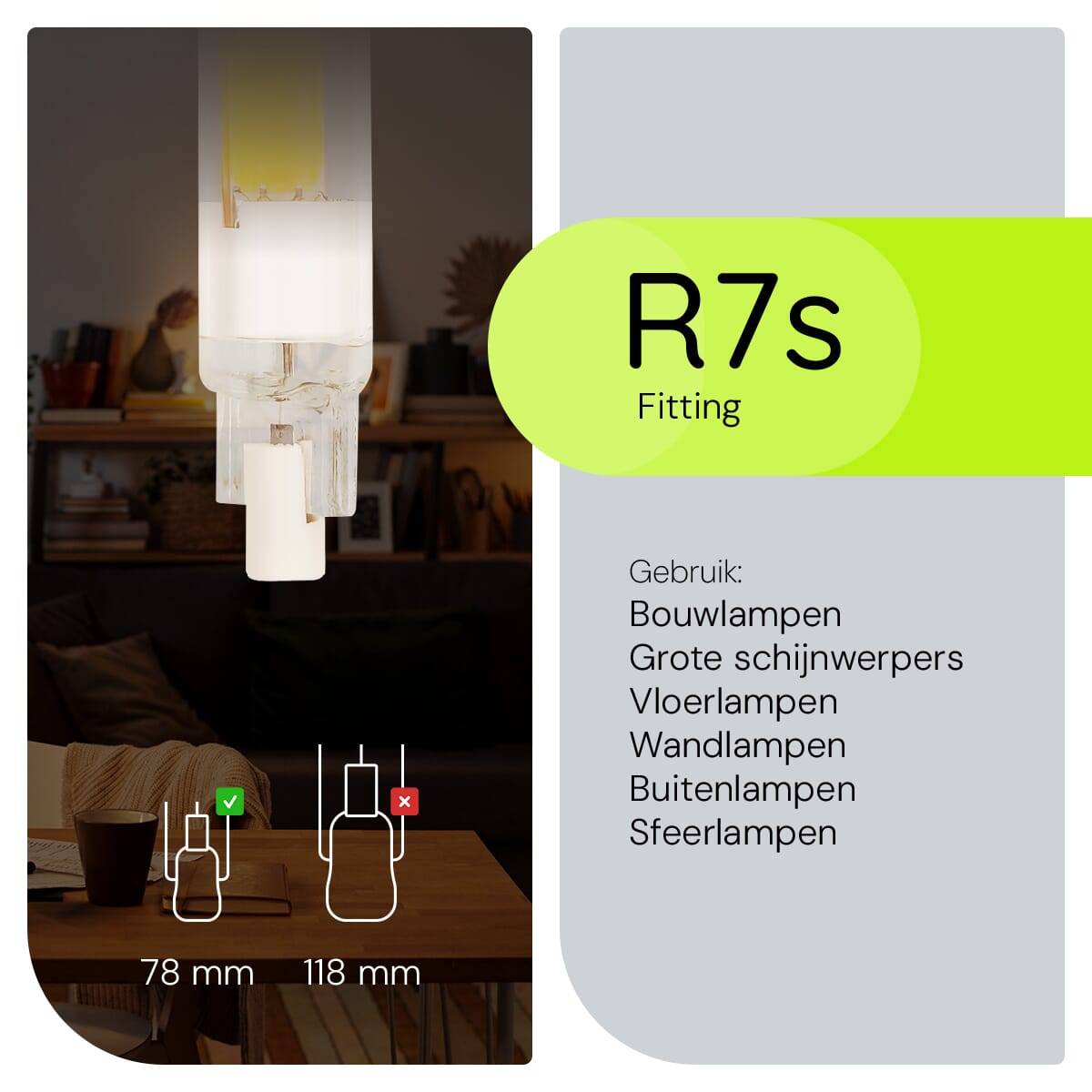 OE Lightning LED Staaflamp R7s Helder - 4W 450lm 2700K - Warmwit - Vervangt 40W - 2 stuks-3