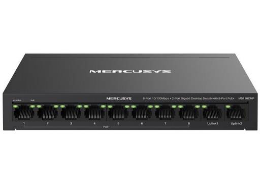 Mercusys MS110CMP netwerkswitch met PoE-ondersteuning, zwart