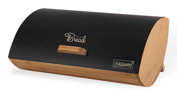 Maestro MR-1775-BLACK brooddoos, overige materialen: zwart, hout, bamboe, metaal