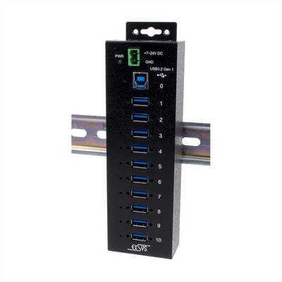Exsys Exsys USB 3.2 Gen1 HUB 10-Port Managed N. inkl.USB-Kabel DIN-Rail-Kit (EX-1580SH USB-hub Zwart-0