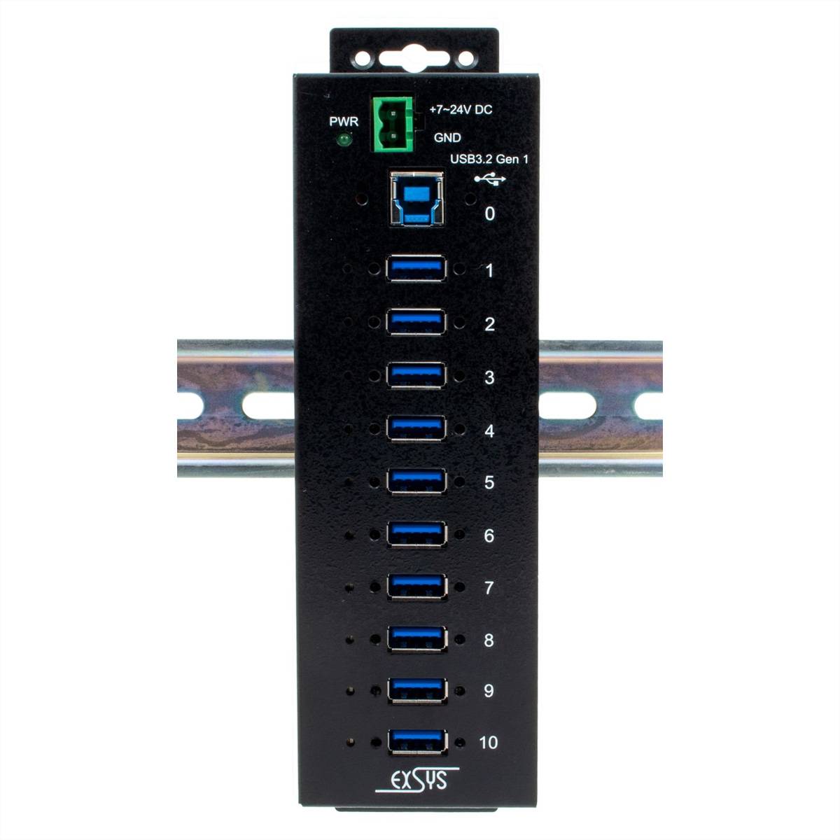 Exsys Exsys USB 3.2 Gen1 HUB 10-Port Managed N. inkl.USB-Kabel DIN-Rail-Kit (EX-1580SH USB-hub Zwart-2
