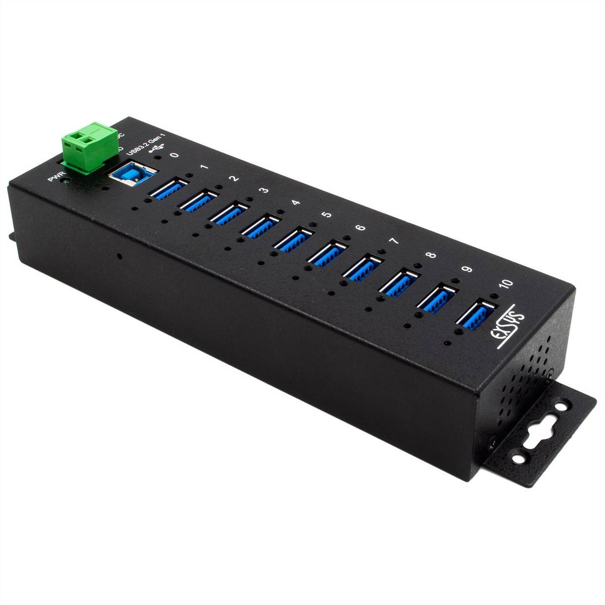 Exsys Exsys USB 3.2 Gen1 HUB 10-Port Managed N. inkl.USB-Kabel DIN-Rail-Kit (EX-1580SH USB-hub Zwart-3
