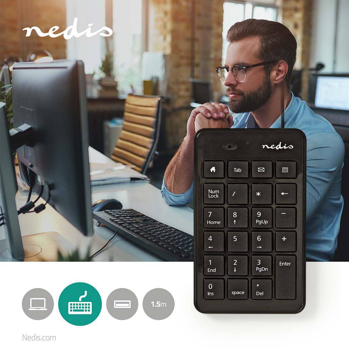 Nedis bedraad numeriek USB keypad / zwart - 1,5 meter-4
