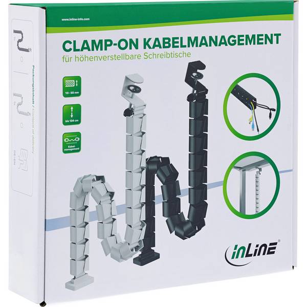 InLine flexibele bureau kabelgoot | bureauklem | 134 cm | zwart