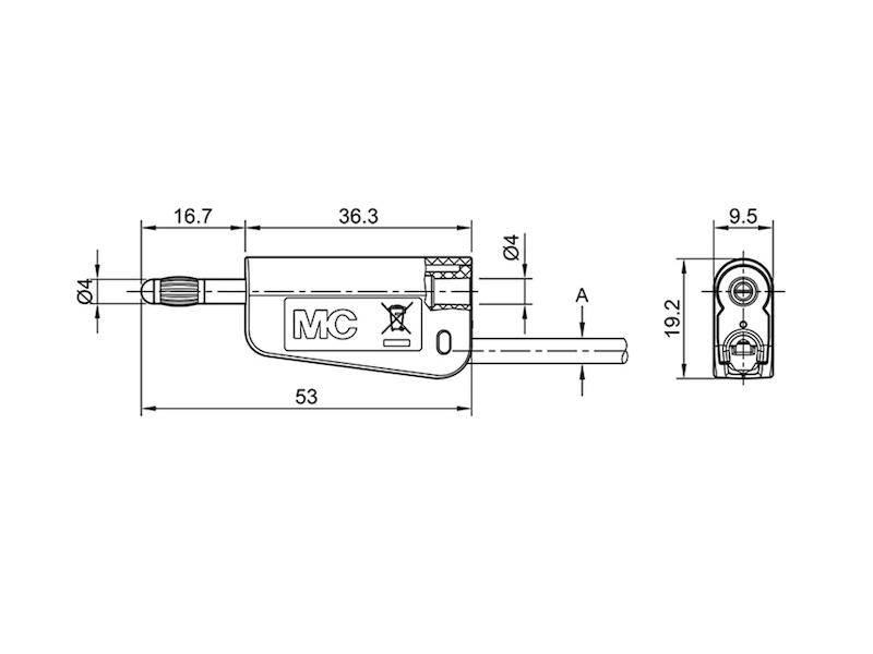 STÄUBLI LM-4N-30-22 Labconnector: banaanstekker 4mm; stekker; 19A; 30VAC; 60VDC; rood - 1 stuk-1
