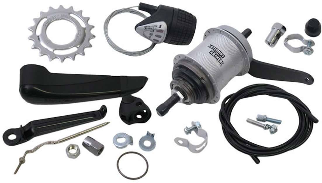 Versnellingsnaaf 3 speed Sturmey Archer AWC terugtraprem - compleet met versteller-0