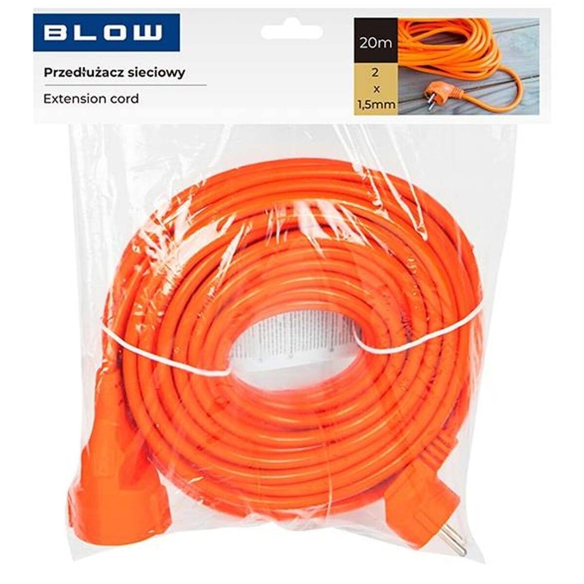 Blow Tuinverlengkabel 20m - H05VV-F 2X 1.5mm² - Niet geaard - 16A - 3680W - 1 koppeling - IP44 - Oranje-1