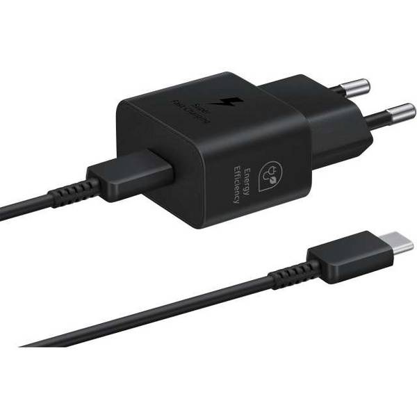 GH44-03264A Samsung USB-C PD Wall Charger 25W + GH39-02111A USB-C Cable Black Bulk