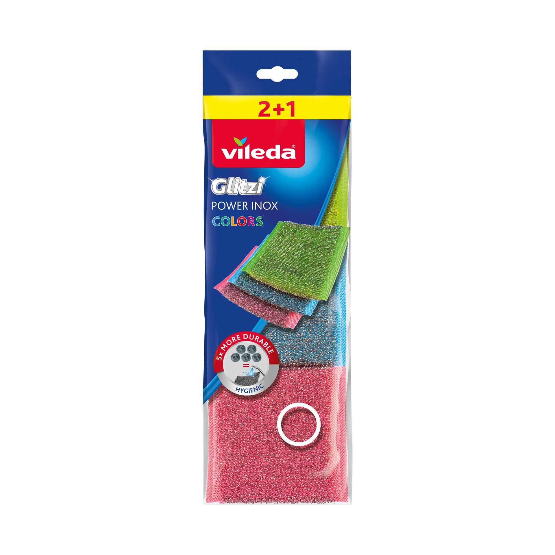 Vileda Schuurspons Glitzi Power Inox Colors 2+1-0