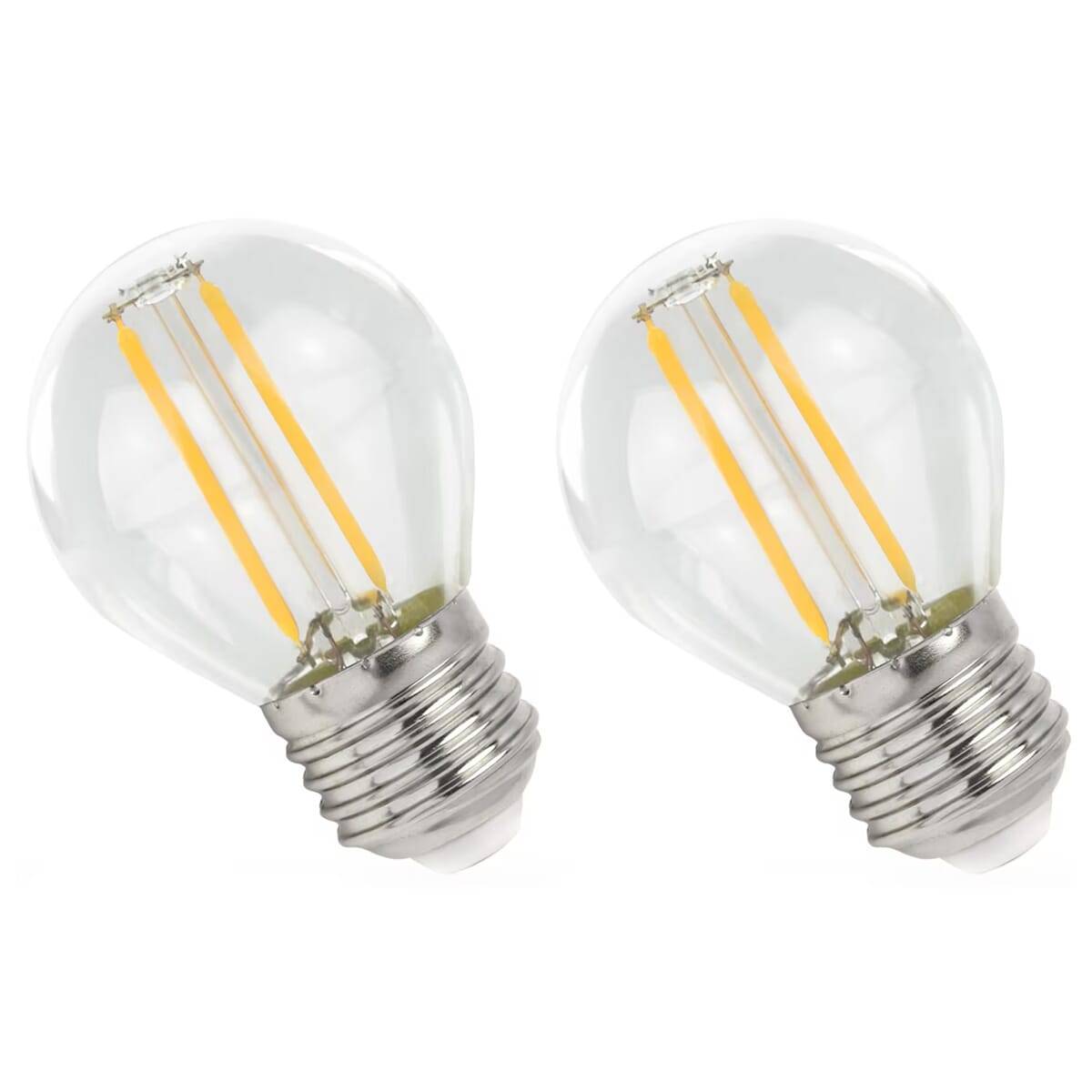 Spectrum LED Kogellamp P45 E27 Helder - 1W 100lm 2700K - Warmwit - Vervangt 10W - 2 stuks