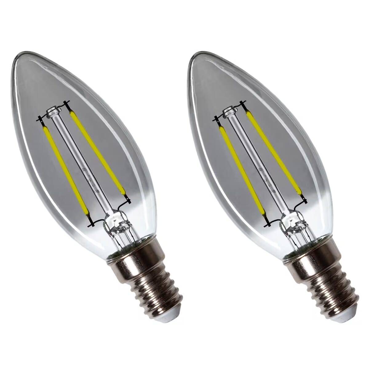 Spectrum LED Kaarslamp C35 E14 Rookglas - 2.5W 150lm 4000K - Neutraalwit - Vervangt 16W - 2 stuks-0
