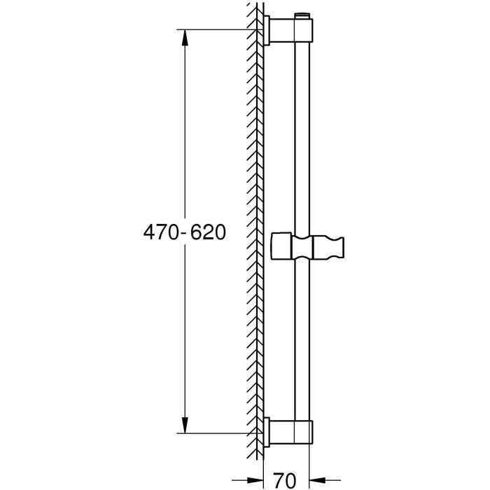 Douchestang - GROHE Vitalio Universal 27724001 - 60cm - Ø 22 mm - Verstelbare bevestiging bovenaan - Te lijmen of sch...-2