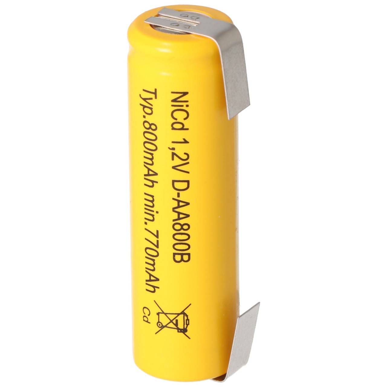 Flat Top Ni Accu Mignon 1.2V 600mAh AA met U-vormige soldeertags-0