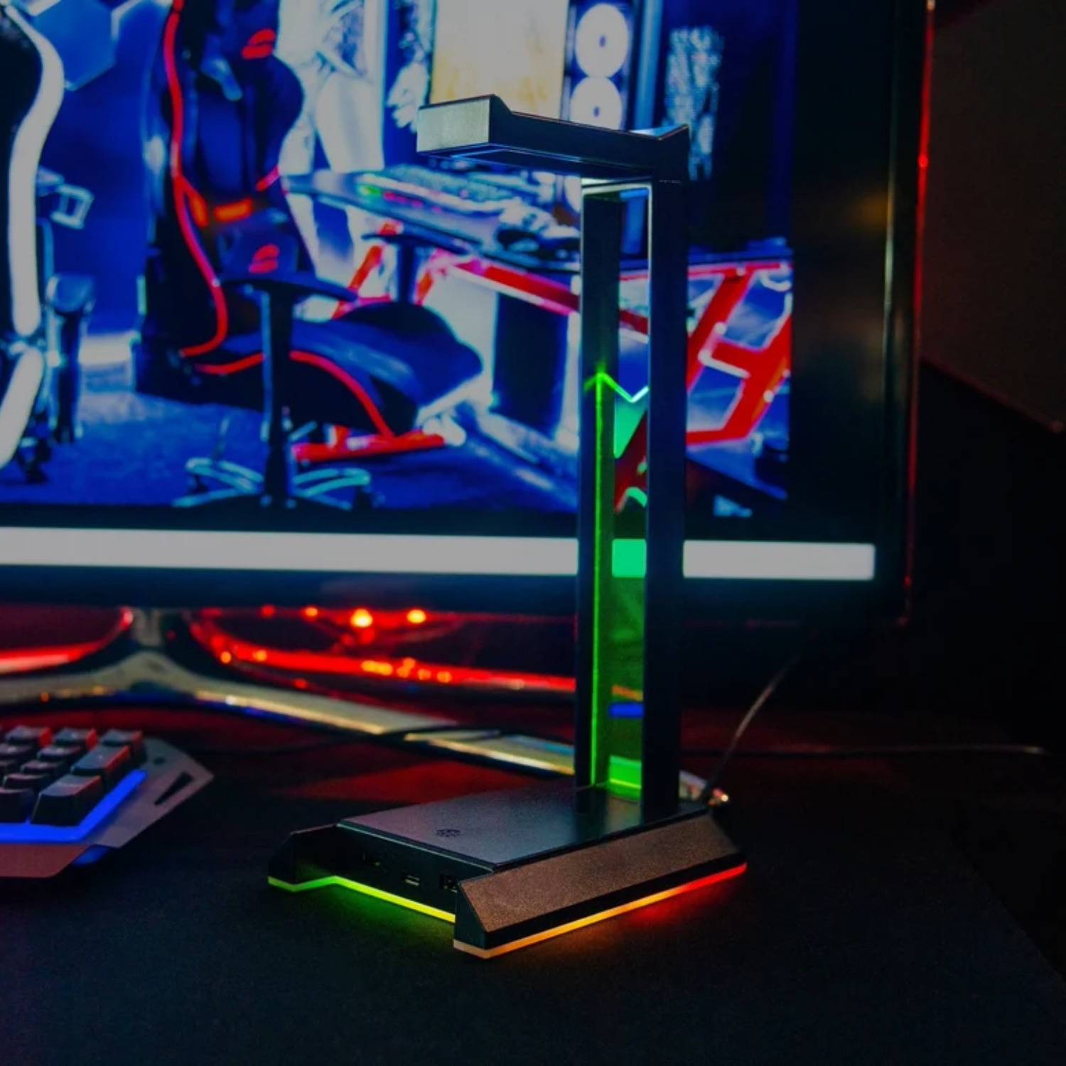 Speedlink EXCELLO NX RGB Headset Stand, USB 2.0 Hub, black-4