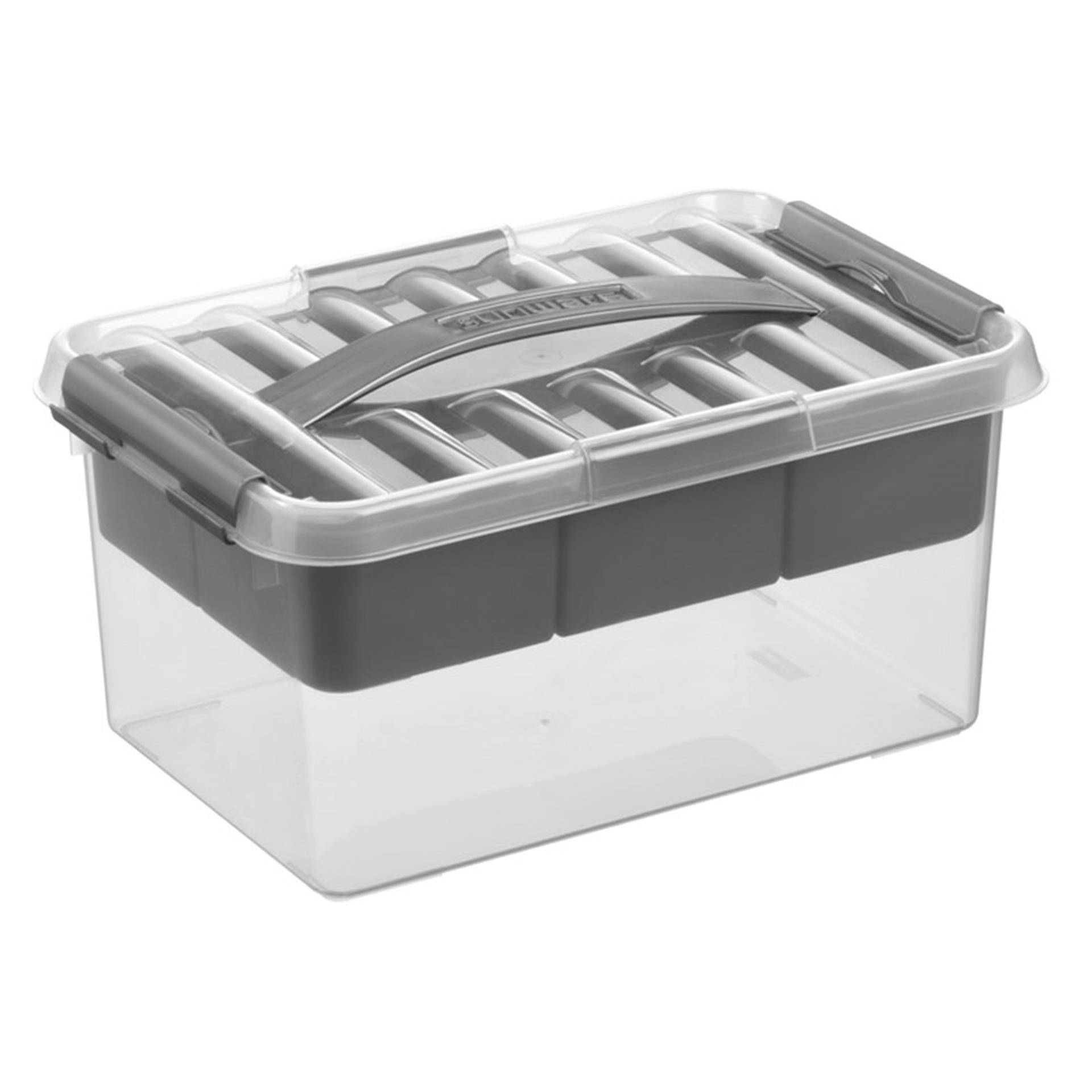 Sunware Q-Line Opbergbox met Inzet 6L Transparant/Grijs-0