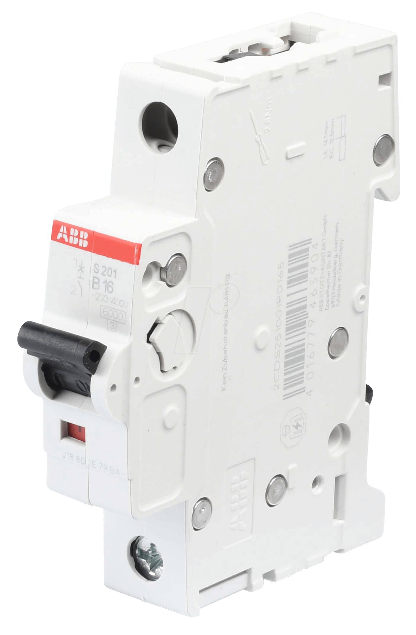 ABB Automaat B16A Pro M 6kA 1-polig B-karakteristiek S201-B16 1-pole-0