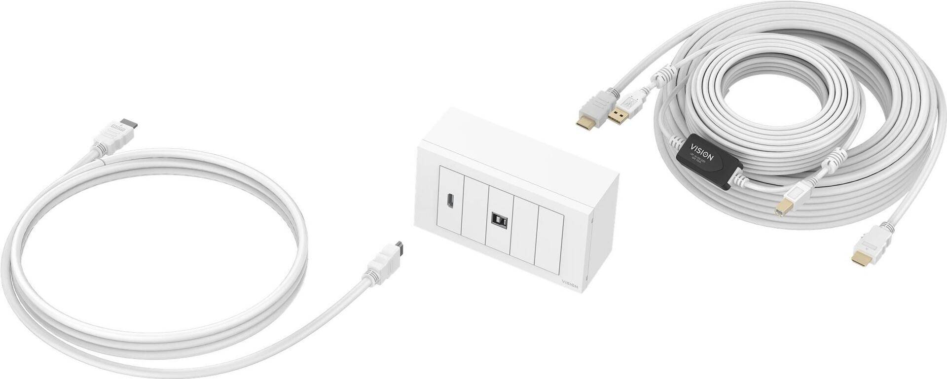 VISION TechConnect - Inbouwset voor Voorpaneel - 10,0 m - Wandmontage - Wit - 2 Poorten (TC3-PK10M)-0