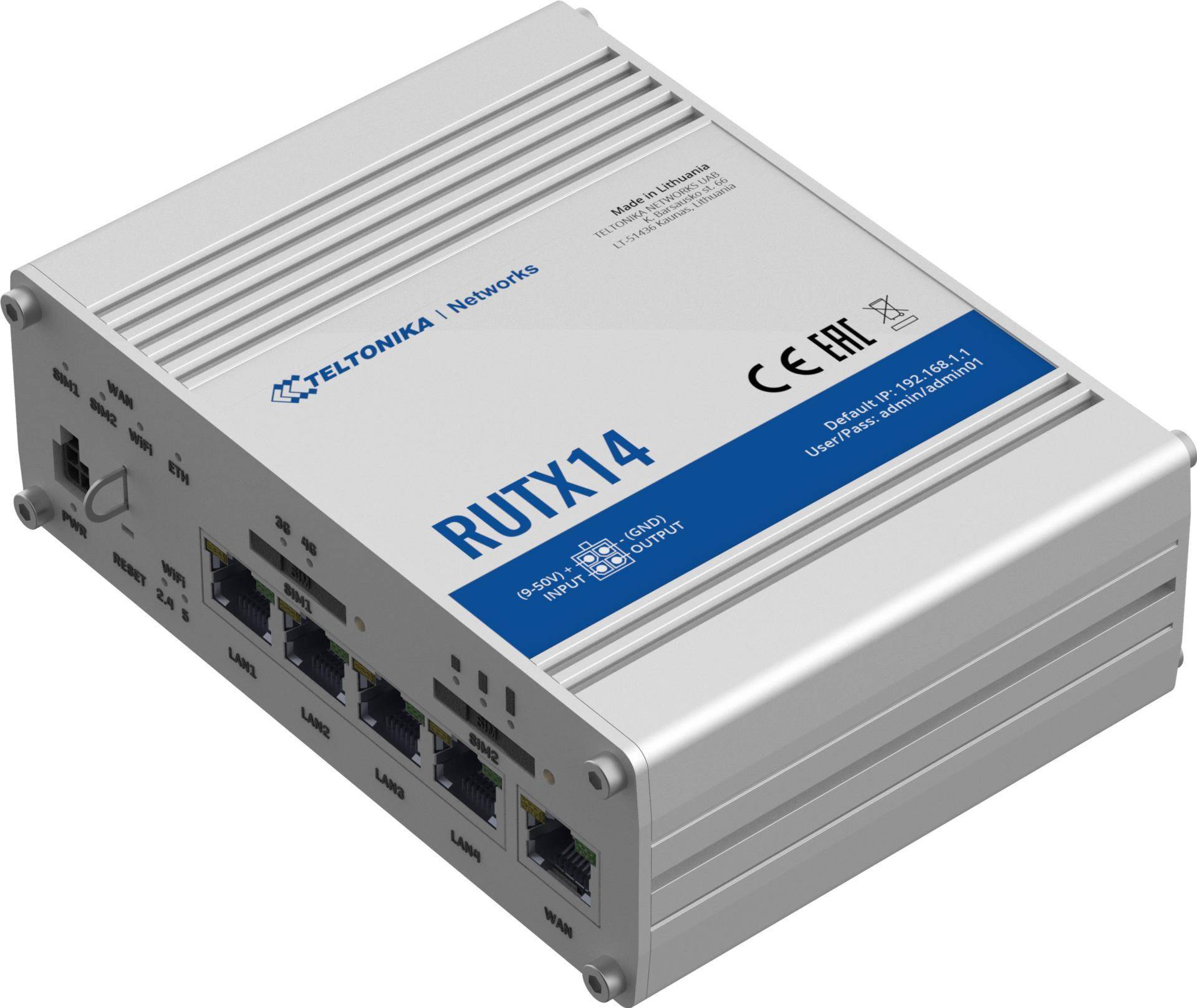 Teltonika RUTX14 WLAN-Router Gigabit Ethernet Dual-Band (2,4 GHz/5 GHz) 3 g 4 g Zilver (RUTX14000000)-0