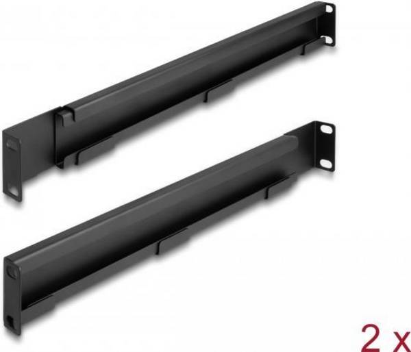 Delock - Rack Beugel - Verstelbare Lengte 368-600 mm - Zwart - 1U (Verpakking van 2)