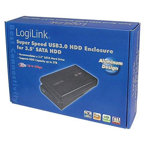 LogiLink® Behuizing voor Harde Schijf 3,5" S-ATA USB 3.0 Alu Zwart UA0107-1