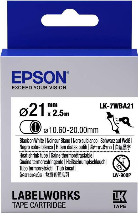 Epson LabelWorks LK-7WBA21 Zwart op Wit Rol (3,6 cm x 3 m) voor LabelWorks LW-1000, LW-300, LW-400, LW-600, LW-700, LW-Z-0