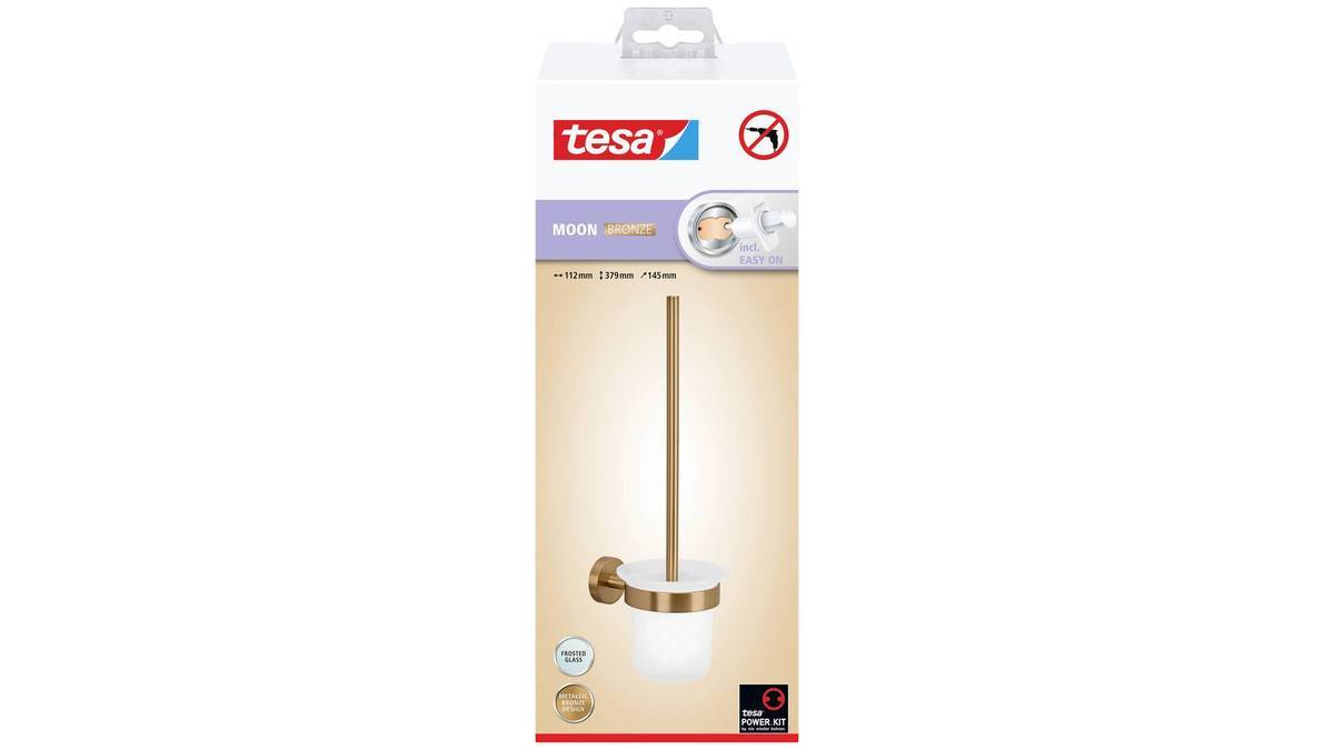 Tesa Moon Bronzen Toiletborstelset Plakglas, Metaal-0