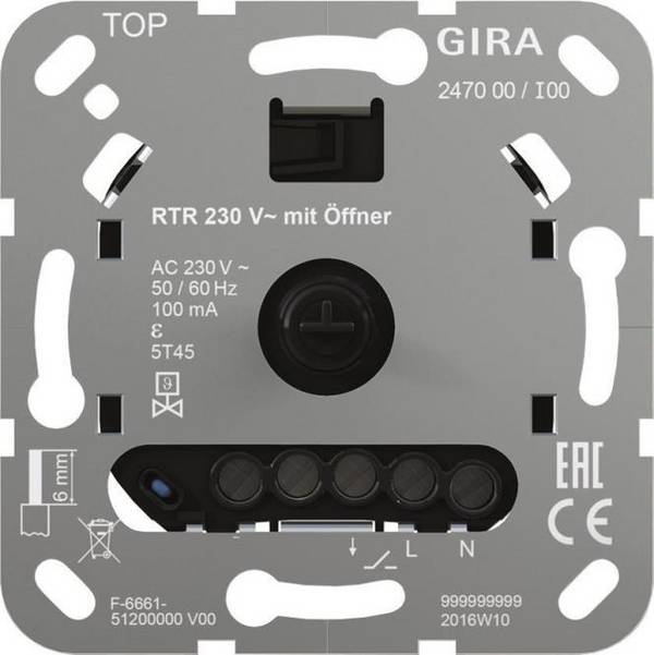 Gira Kamertemperatuurregelaar 230V Normaal Open Inzet (247000)