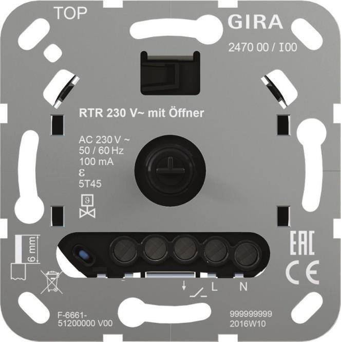 Gira Kamertemperatuurregelaar 230V Normaal Open Inzet (247000)-0