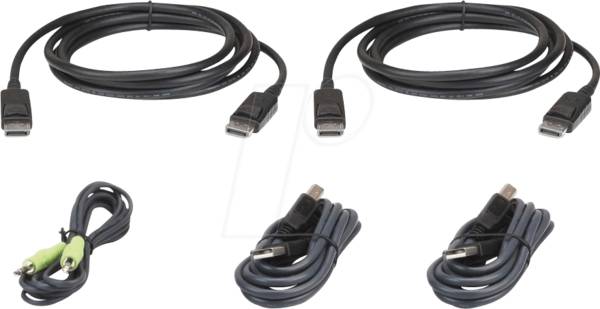 Aten 3 m USB DisplayPort Dual Display Secure KVM Kabelset, Zwart - 2 L-7D03UDPX5