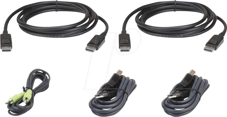 Aten 3 m USB DisplayPort Dual Display Secure KVM Kabelset, Zwart - 2 L-7D03UDPX5-0
