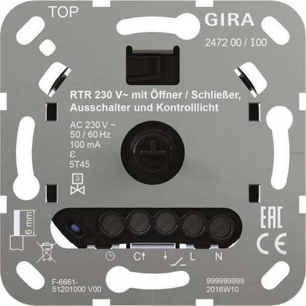 Gira Kamertemperatuurregelaar 230V Open/Sluiten (247200)