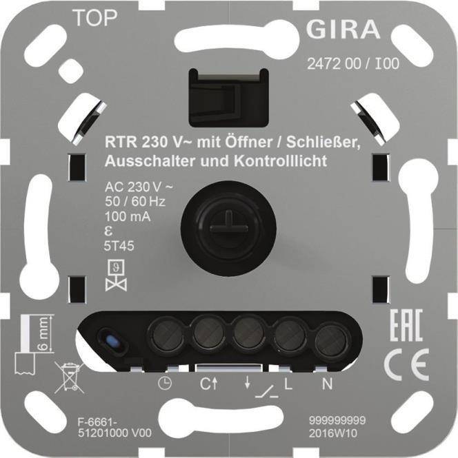 Gira Kamertemperatuurregelaar 230V Open/Sluiten (247200)-0