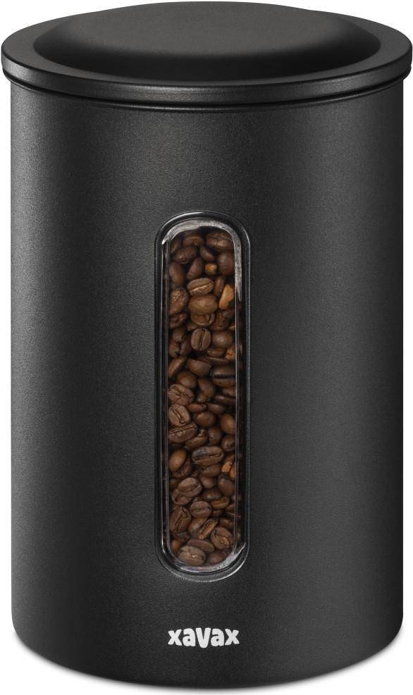 Xavax Voedselopslagcontainer, 1 kg RVS Canister, Luchtdicht, Matte Zwart-0