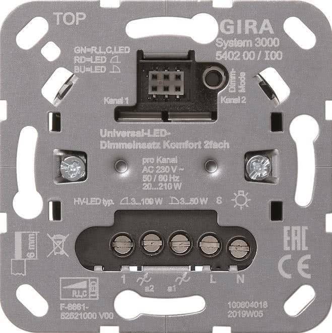 Gira Uni-LED Dimmer Insteek, 2-gang, S3000,540200-0