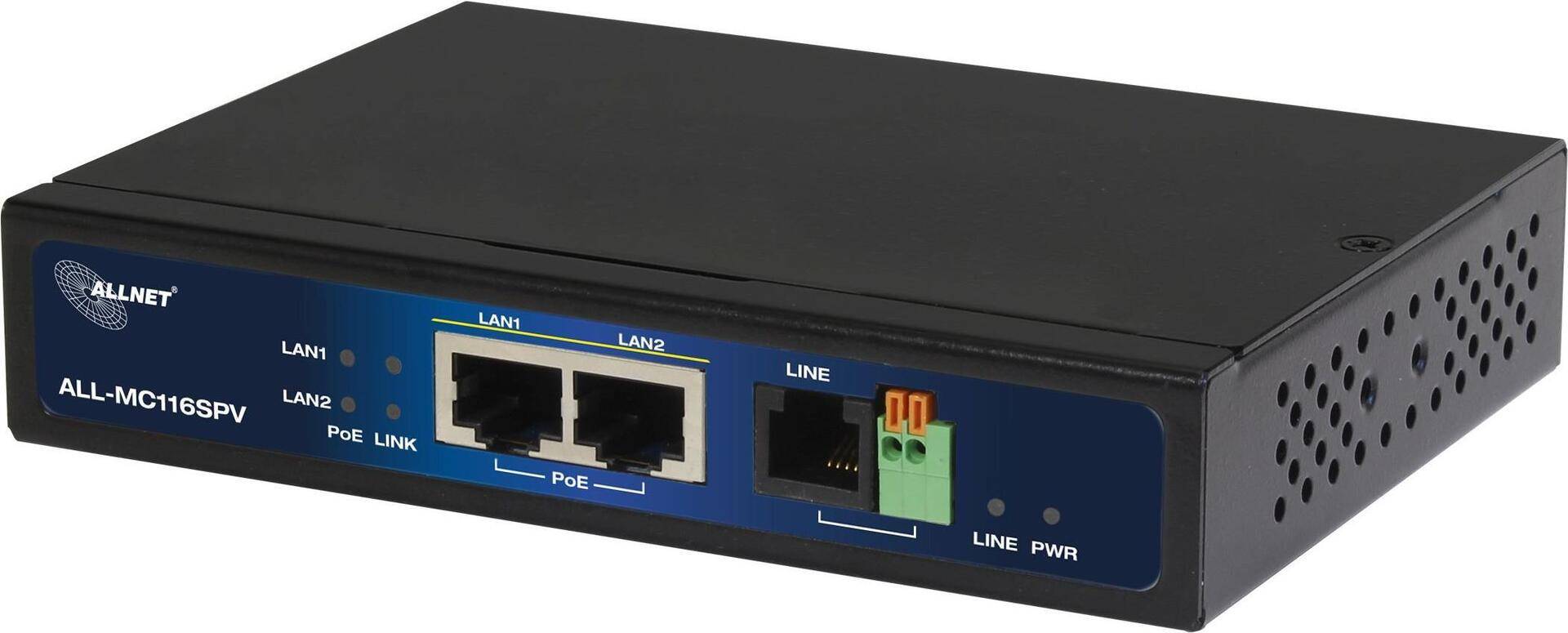 ALLNET ISP Bridge Modem VDSL2 met Vectoring, Point-to-Point Slave Modem & 2x PoE IEEE802.3at Poorten - ALL-MC116SPV-VDSL-0